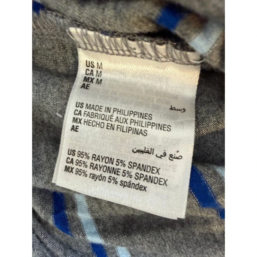 Alfani Intimates Pajama Set Medium Blue Grey Striped Long Sleeve Joggers Lounge